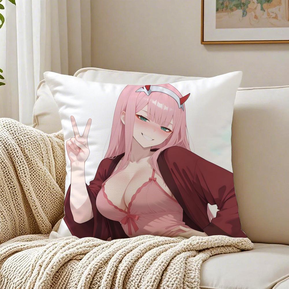 Anime Mecha 02 zero two DDARLING in the FFRANXX Cushion Cover Pillowcase Antidustmite living Room Sofa Decor Cushion Room