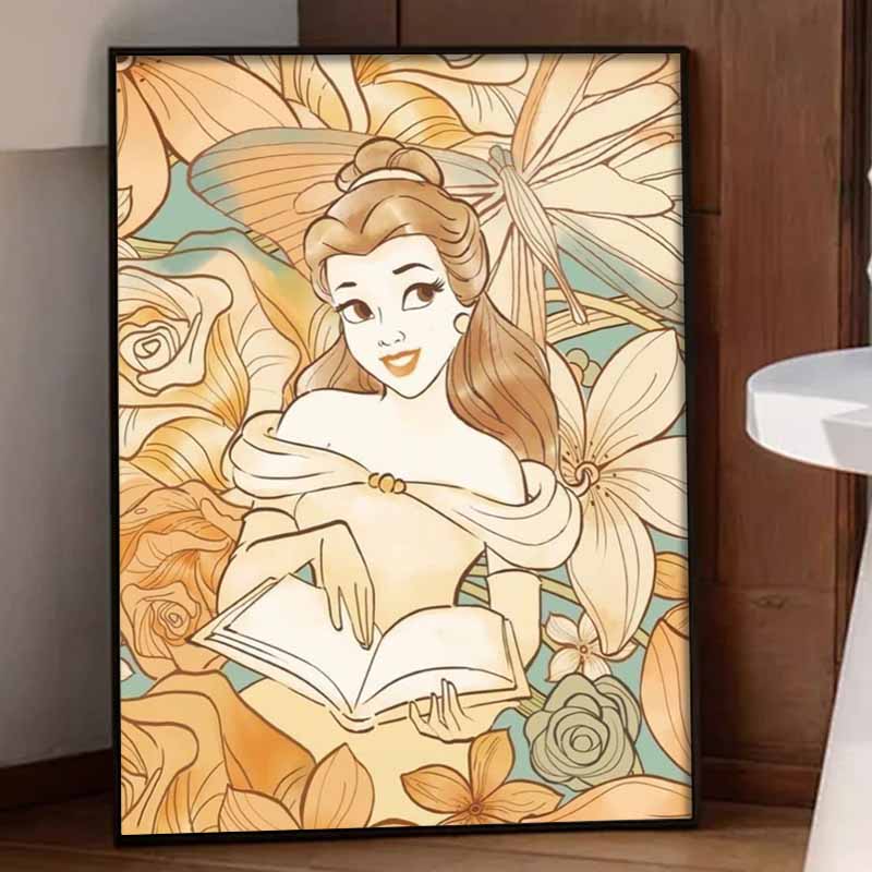 Disney Diamond Art Painting Kit Belle Reading Book Diamond Mosaic Pictures, Wall Art Crafts, Home Decor