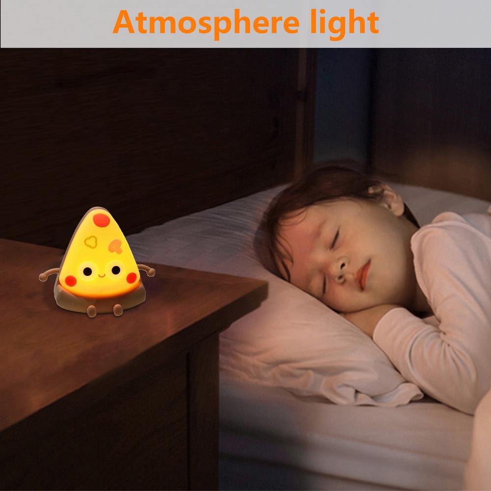 Pizza Lamp Pizza Light USB Silicone LED Batteried Dimmable Funny Nightlight With Auto-Off Timer Party Cool Home Desk Decoration
