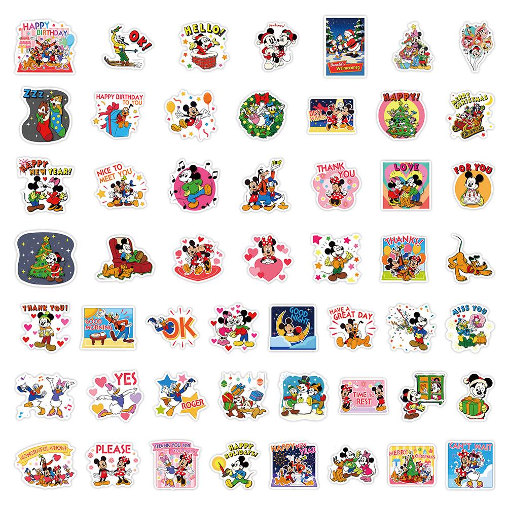 52 Pieces Disney Christmas Stickers - Cute Decorative Decals For Handbooks Water Bottles  Phone Cases