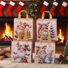 12 Vintage Christmas Gift Bags - Santa Claus, Reindeer, Snowflake Patterns - Beige and Brown Holiday Party Gift Bags, Non-woven