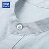 ROMON Men's 100% Linen Stand Collar Short Sleeve Shirt