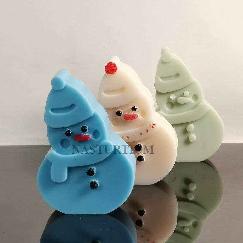 Smiling Snowman Silicone Candle Mold Christmas Handmade Chocolate Cake Baking Tools Home Decoration Crafts Resin Plaster Molds