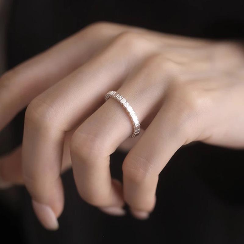 925 Silver Letter Smooth Rings For Women Trendy Simple Ins Open Jewelry Party Gifts