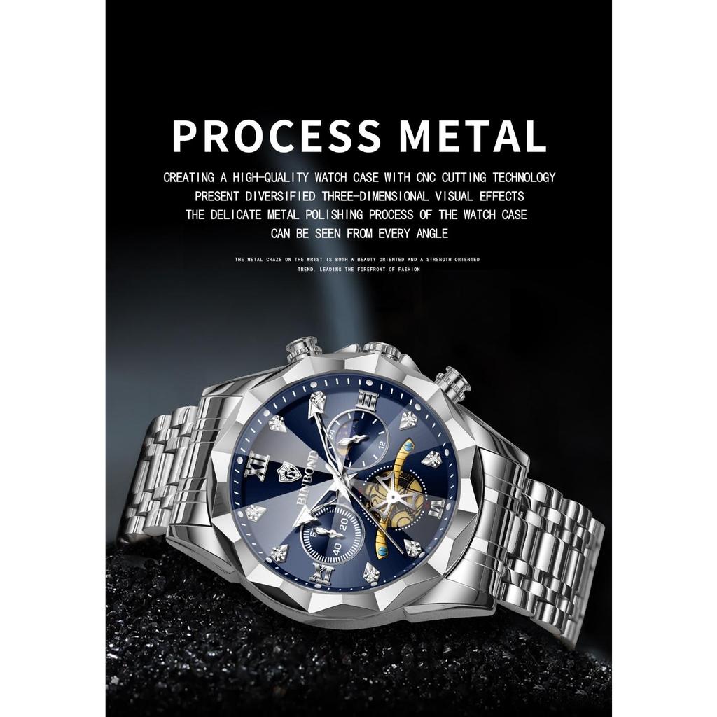 BINBOND Luxury Men Watch Top Original Waterproof Luminous Chronograph Man Wristwatch Stainless Steel Quartz Watches
