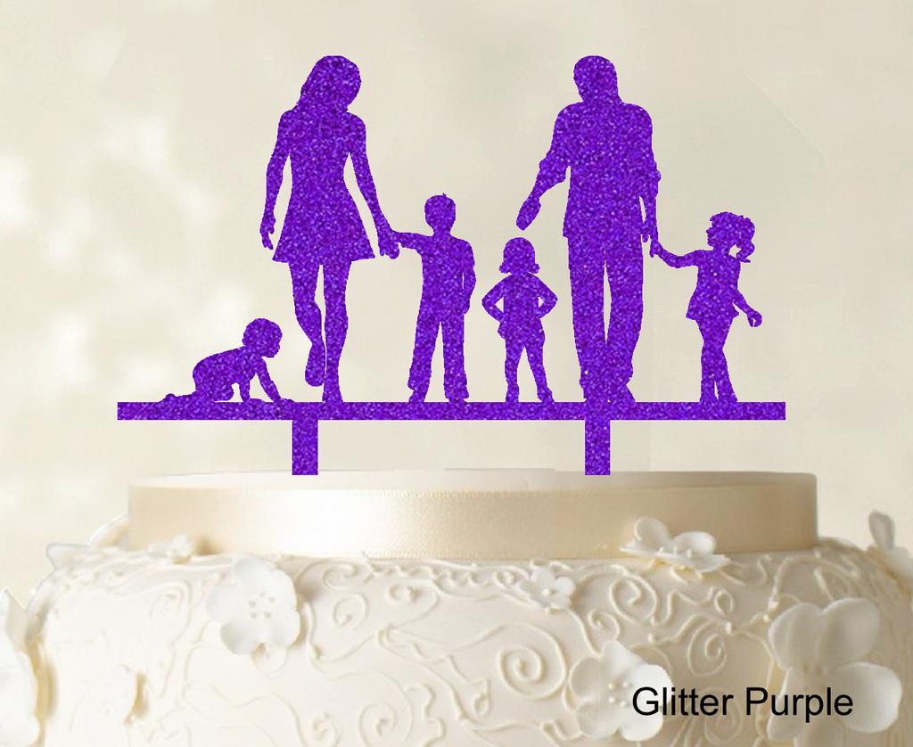Personlig familiekaketopper Egendefinert silhuett Bryllupskake Topper Kakedekorasjoner Tilgjengelig 6"-7" tommer