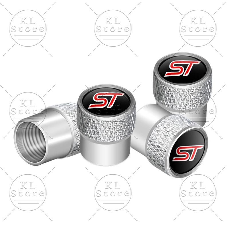 ST Logo Car Tire Valve Bolt-in Wheel Valve Stem Dust Cap Cover Accessories For Ford Fiesta Focus Mondeo Kuga Ranger Ecosport 4Pc