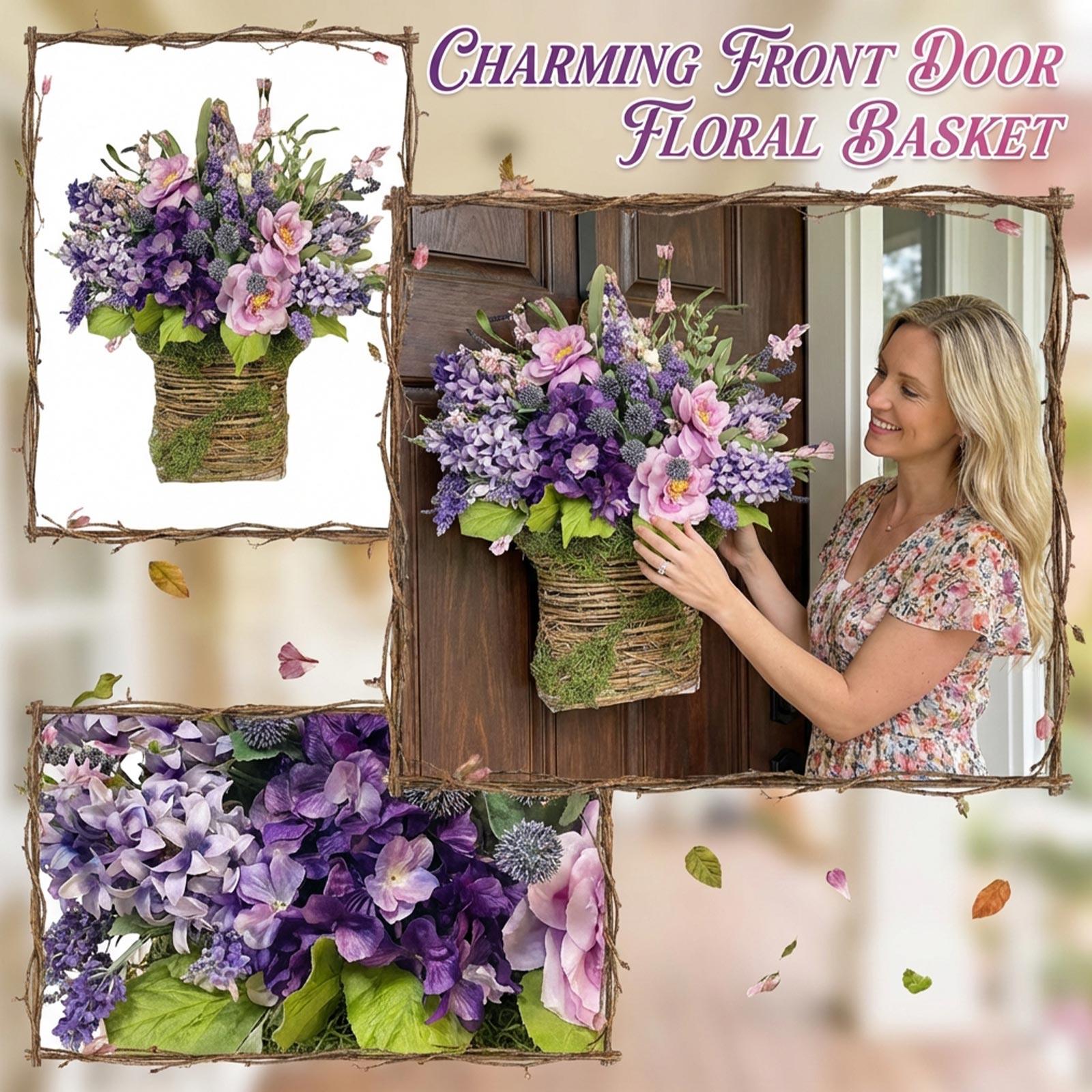 

Гирлянда-корзина из гортензий, имитация ротанговой корзины, корзина для двери, декоративная гирлянда для подвешивания на дверь One Size