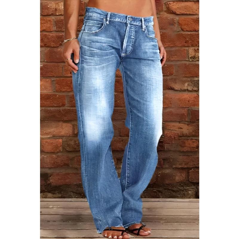 Women's High-Waisted Flared Denim Jeans with Raw Hem