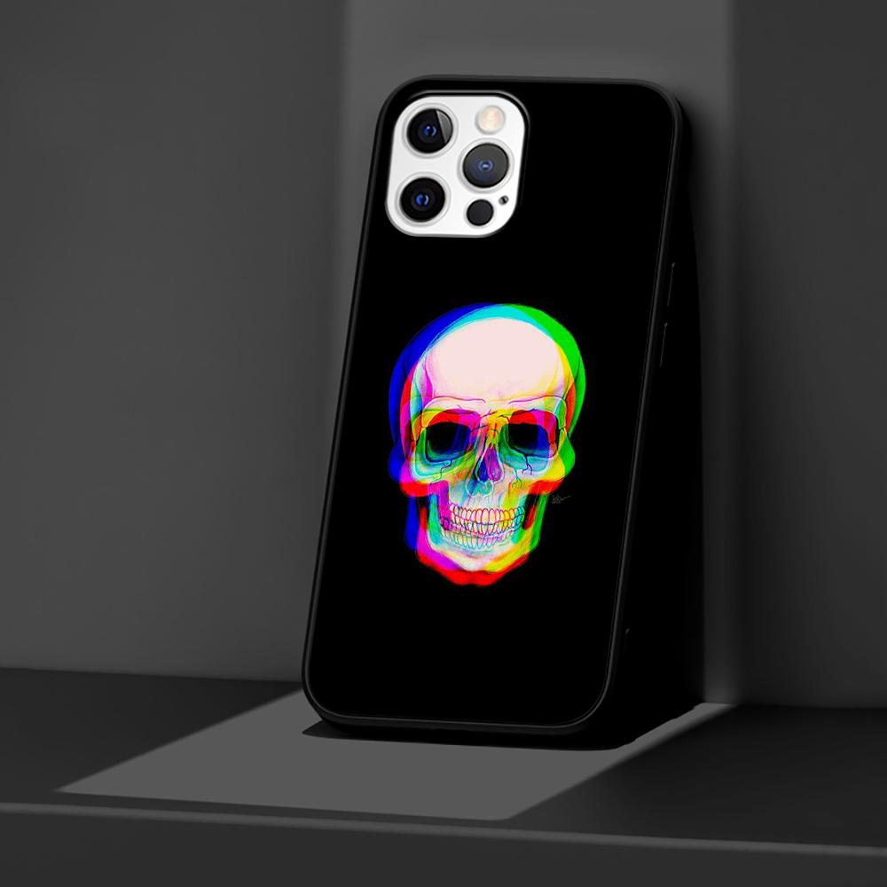 Grim Reaper Schädel Skelett Hülle für Apple iPhone 14 11 13 12 Pro Max XR 7 8 + SE 2020 XS 6 6s Plus 5 5s Schwarze Silikon Handyhülle