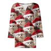 Damenmode Lässig Halloween Bedruckt V-Ausschnitt Kurzarm Zierknopf Dreiviertelarm T-Shirt Top