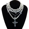 Elegant Silver Crosses Necklace Pendant with Stylish Pearls Accessory for Trendy Women Ladies Daily Use Casual Wear