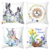 Cute Cartoon Rabbit Easter Pillow Cover New Sofa Cushion Cover Peach Leather Velvet Head Pillow Cover Premium Durable