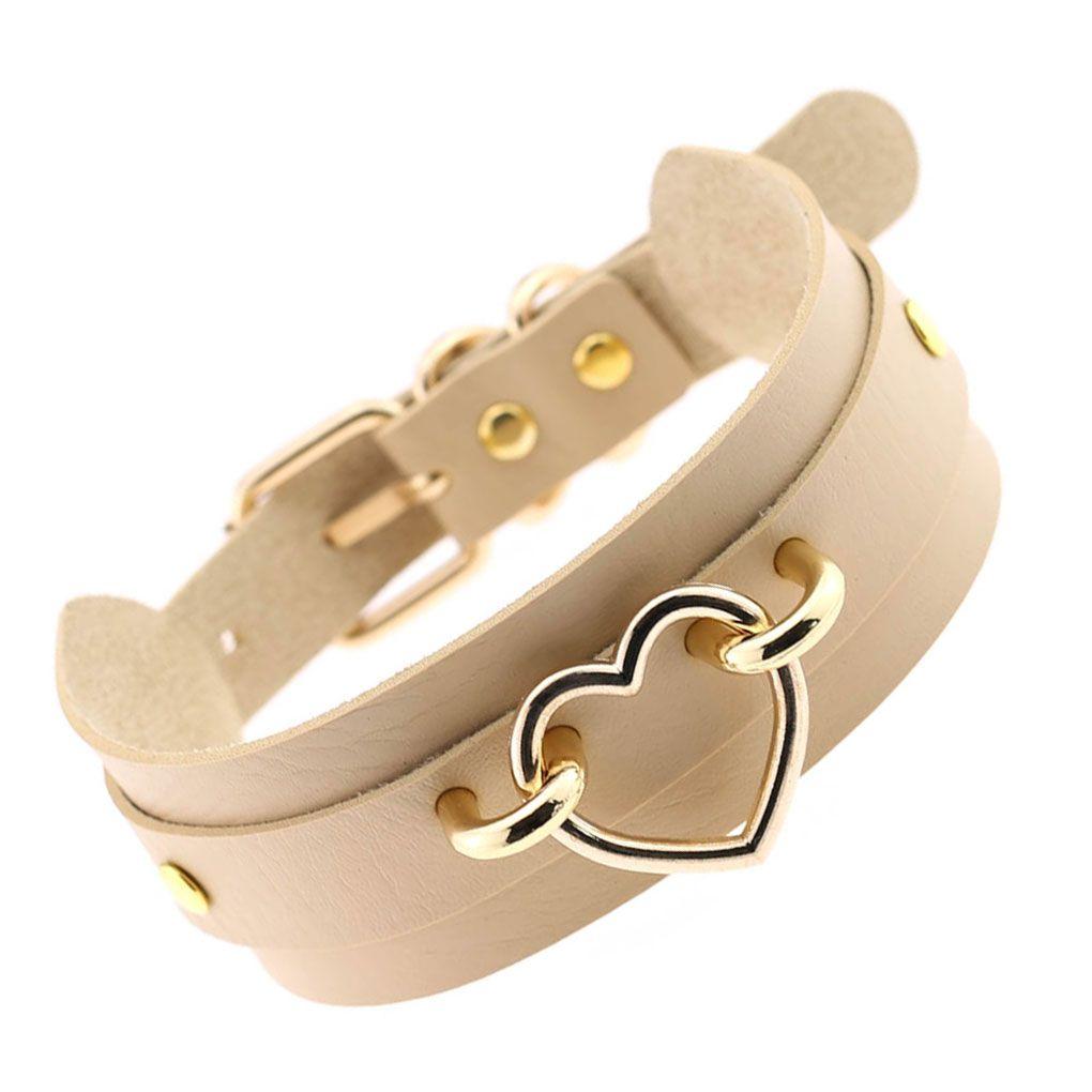 Women Girls Choker Heart Necklace Female PU Leather Choker Statement Necklace Jewelry Neck Harness