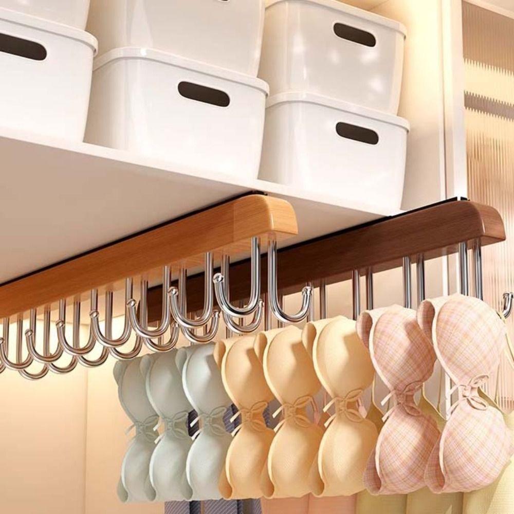 Wood Hat Storage Hanger 16 Hooks Clothes Hanger New Underwear Storage Rack  Home