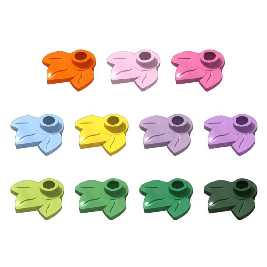 Classic Tree Leaves Building Blocks Pieces, Plant Plate, Round 1x1 Assembling Building Blocks with 3 Leaves Parts and Pieces