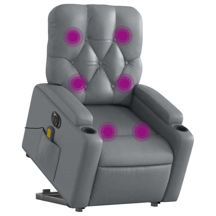 VidaXL Electric Massage Recliner Armchair Grey Faux Leather 3204796