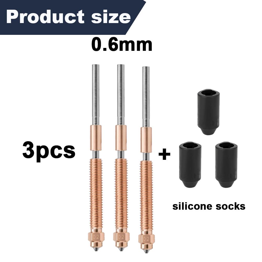 For Creality Hi/K2/K2 Pro/K2 Plus High-Flow Nozzles,Quick Change (0.2/0.4/0.6/0.8mm) High-Flow Steel-Tip Copper Nozzles&Titanium