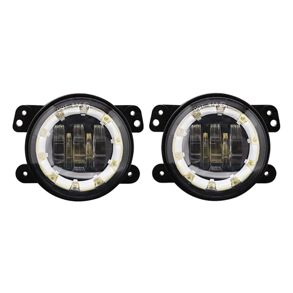Car LED 4inch Front Bumper Universal Fog Lamp For JEEP Wrangler JK TJ Off-Road Car Accessories 40W Aperture Angel Eye Fog Lights