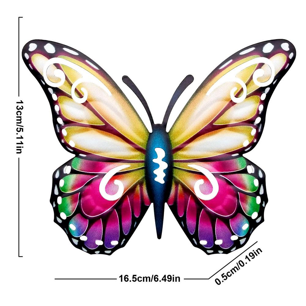 Colourful Wall Art Metal Butterfly Vintage Hand Painted Animal Sculpture For Indoor Outdoor Home Courtyard Garden Decor Ornament
