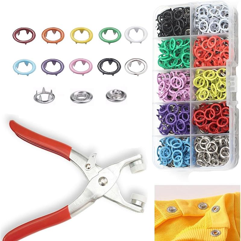 1 Set Colour Metal Snap Sewing Button Claw Kit Plier Tool Hollow Solid Snap Fasteners Kits For Installing Clothes Bags