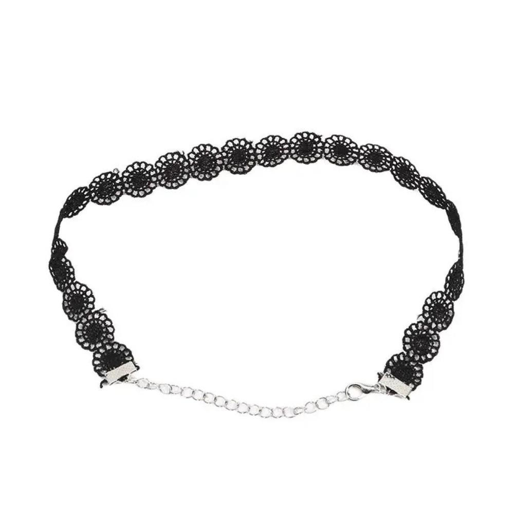 6Pcs/Set Adjustable Lace Chokers Black Color Punk Necklace Gothic Elastic Necklace  Costume Party