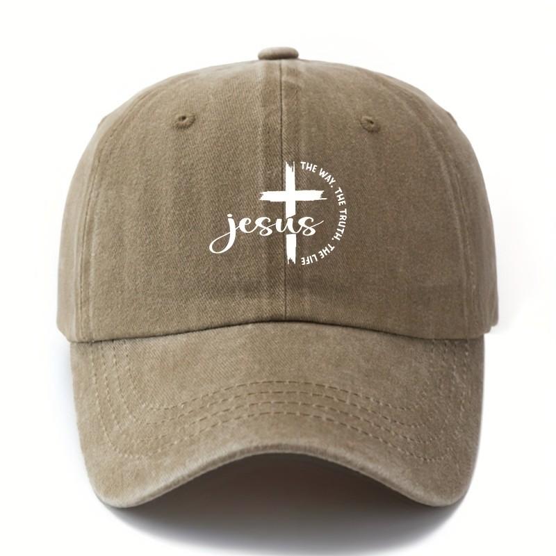 Jesus Kreuz Baseballkappe Gewaschene Baumwolle Verstellbar Schirmmütze für Unisex Outdoor