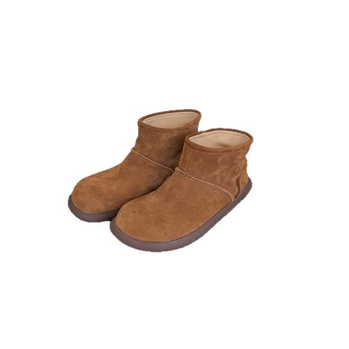 ~ Retro matte leather round head sleeve short boots for women's autumn and winter new fashion versatile thick-soled fashion boots for women