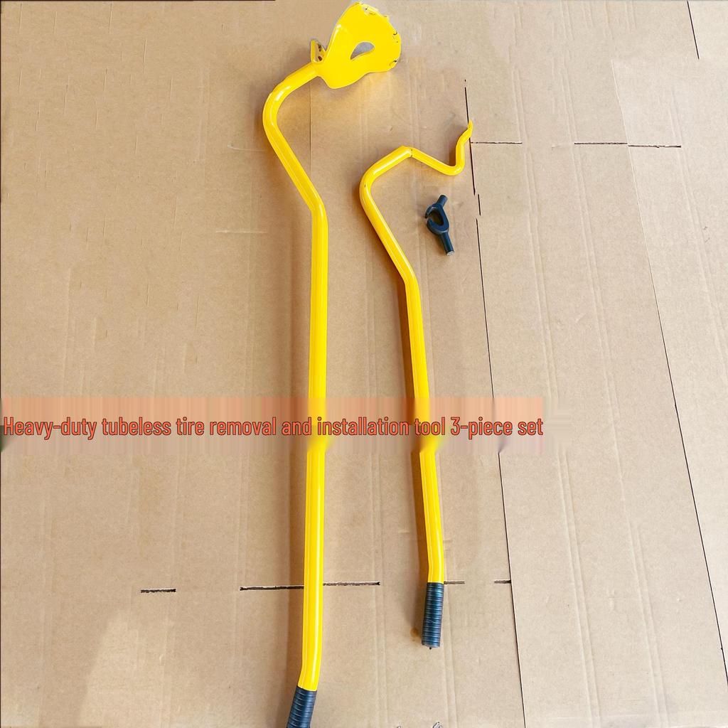 Large Rake Truck Tubeless Tire Disassembly Tool Set: Manual Lever, Three-Piece Tire Beading Removal Pry Bar.