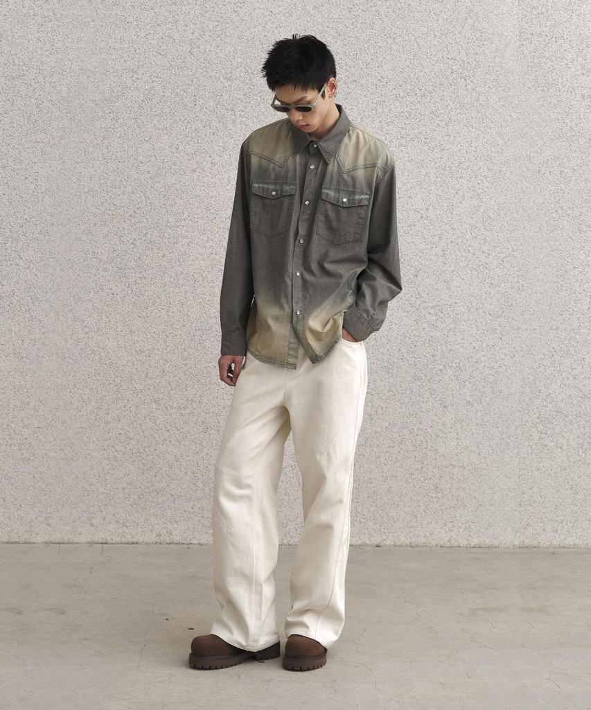 SENTAIR Dart Wide Flare Cotton Pants_Ivory