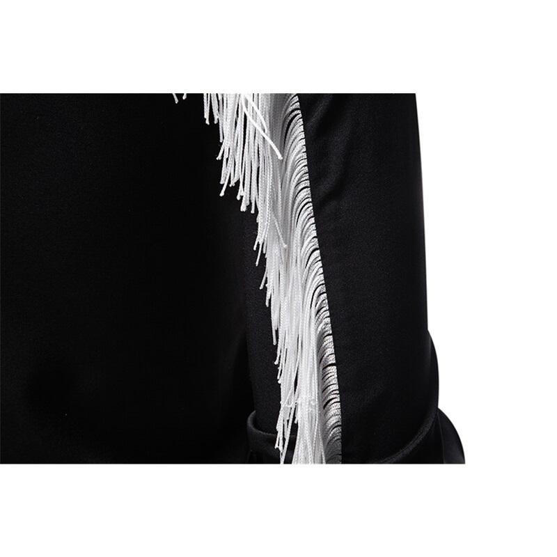 Spring New Fashion Tassels Design Men's Long Sleeve Shirt Embroidery Costume Performance Shirts Male Party Nightclub Shirt
