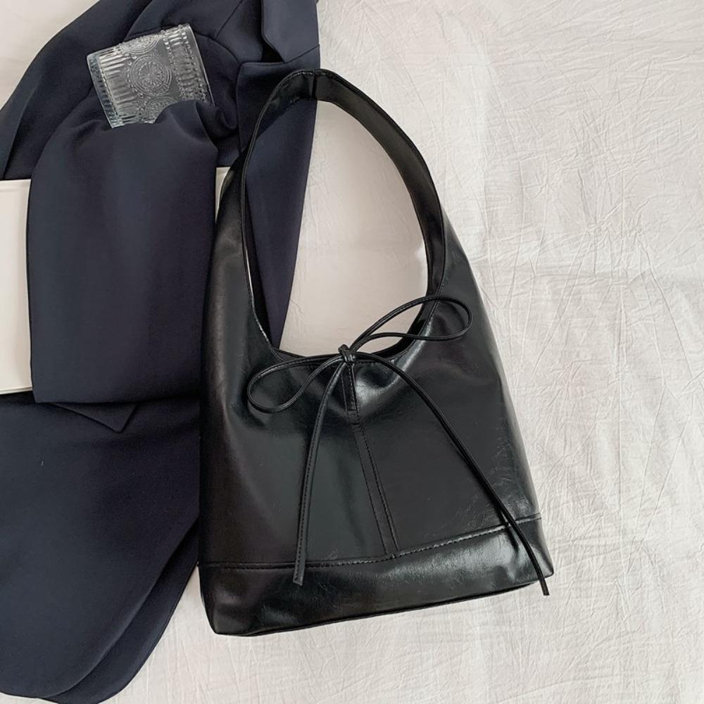 New Deisgn Y2k Shoulder Bag Large Capacity Leather Tote Bag Fashion Bow Underarm Bags  Handbag