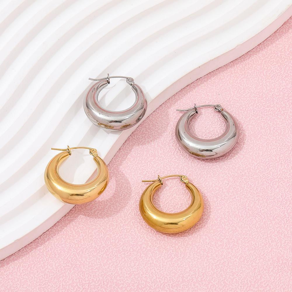 Joolim PVD 18K Gold Plated Hollow Circle Hoop Earring for Women Stainless Steel Fashion Jewelry