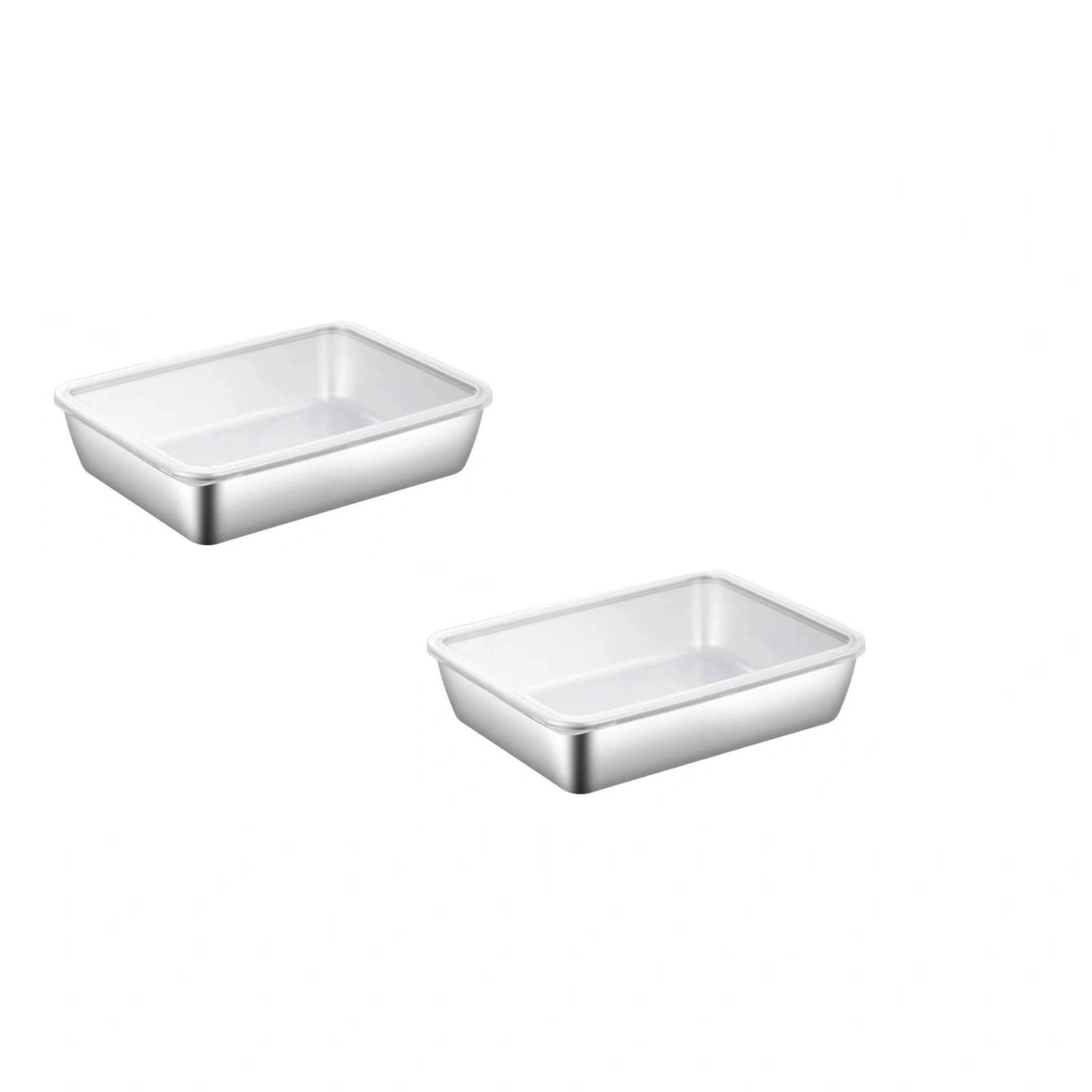 Food Grade Stainless Steel Food Storage Container with Lid, Rectangular Lunch Box for Picnic & Fridge белый