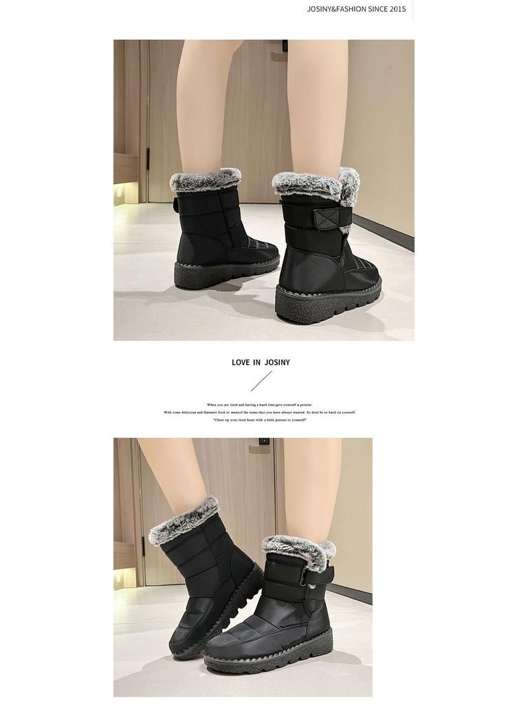 Women's Winter Snow Boots - Fleece Lined, Warm, Waterproof, Non-Slip, Comfortable Mid-Calf Thickness.