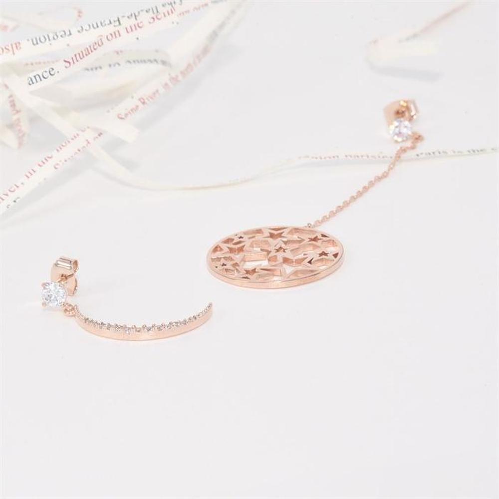 [Onm] Onm Unbalanced Long Drip Star Cubic Earrings - 92.5 Silver Pin Rose Gold (9593062)