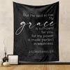 Christian Bible Verse Grace Faithful Black White Typography Patterned Tapestry for Bedroom and Living Room Home Decor Sofas