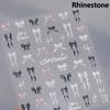 Shiny Polarized White Ribbon Bowknot Stars Tassel 3D Self Adhesive Nail Art Stickers Lovely Bow 5D Embossed Manicure Decals
