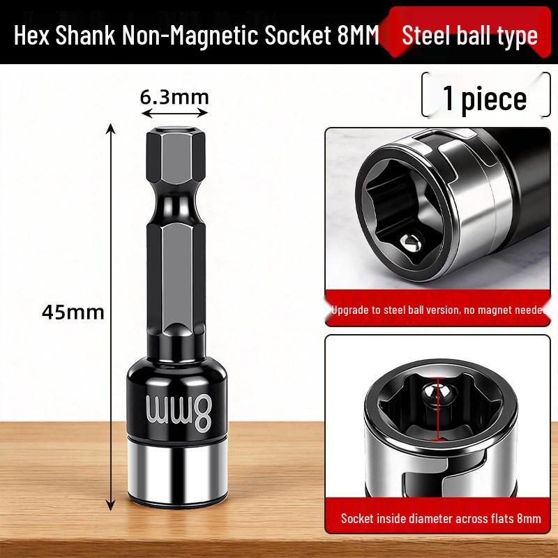 Magnetic-Free Swallowtail 8mm Steel Ball Drill Bit Sleeve - High Hardness
