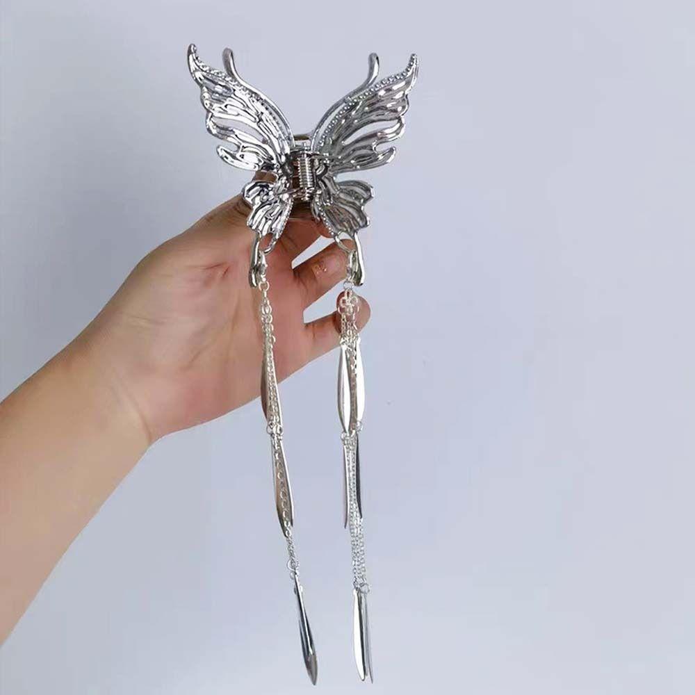Silver Color Metal Shark Clip Ethnic Style Chinese Butterfly Hairpins  Party