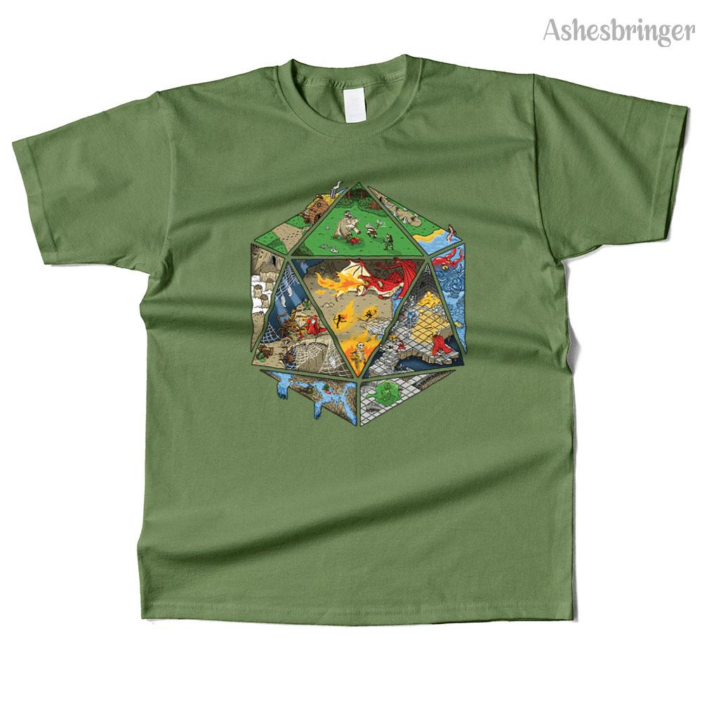 Mens Cotton Dungeons IN Dice Graphic T Shirt Street Casual Style Tee for Men and Women