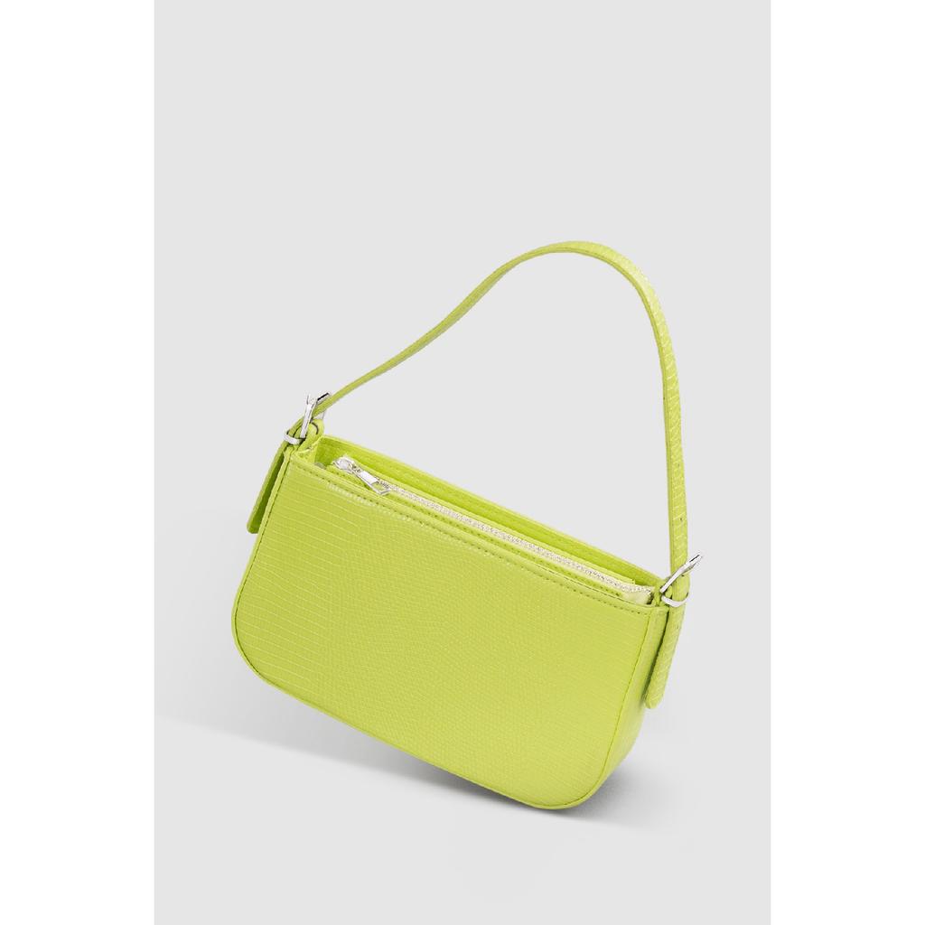 Women's Neon Green Buckle Adjustable Strap Baguette Bag 208