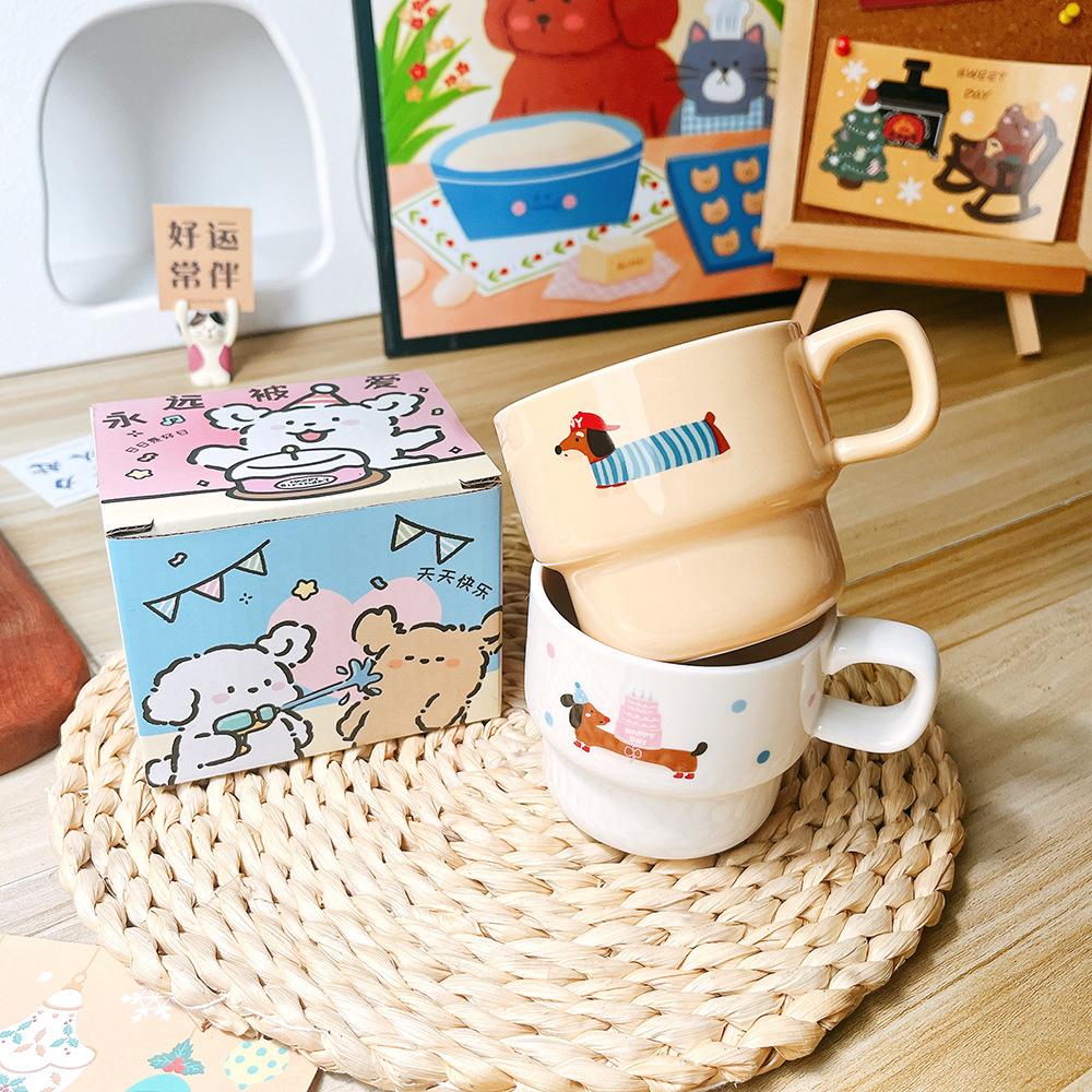 Cartoon Mug Ceramic Cup Coffee Milk Cup Cute Ceramic Breakfast Birthday Souvenir Couple Gift