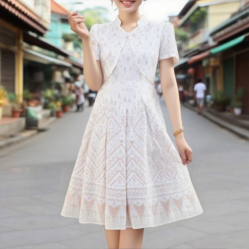 

ZANZEA Women Casual V-Neck Summer Short Sleeve Print Dress S білий