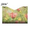 Car Tissue Dispenser Leather Box Cover with Oil Painting Pattern, Foldable Desktop Organizer, Napkin Holder Portable Organizer Case, Facial