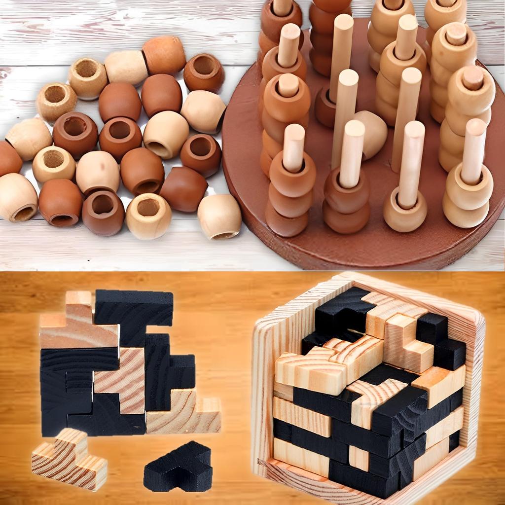 MIMIA 3D Soma Cube Brain Competitive Puzzle and Soma Cube 4-in-a-row T-shaped 2-piece Set, Training, Fun, Game, Intelligence, (3D 4-in-a-row 2-piece