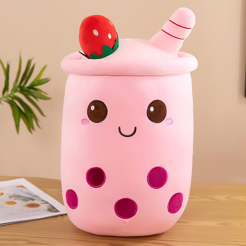 Süßes Stoff-Boba-Plüschtier Bubble Tea Essen Milchbecher Plüschtier Kissen Weiche Kawaii Umarmungs-Plüschtiere Geschenke für Kinder