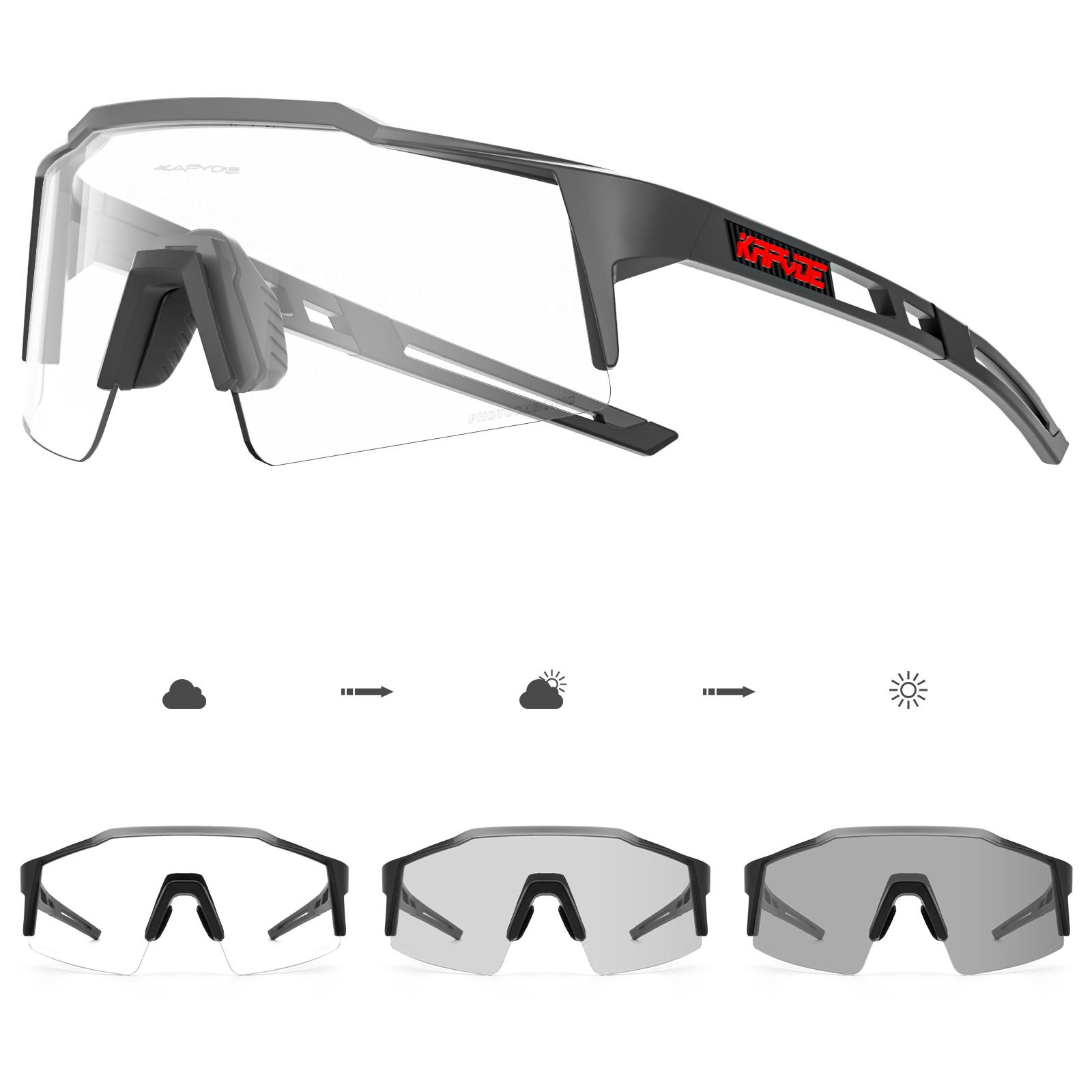 

Kapvoe Photochromic Cycling Sunglasses for Men Glasses Fashion Mountain Bicycle Road Speed Cool Goggles Eyewear Sports MTB Bike Black Photochromic