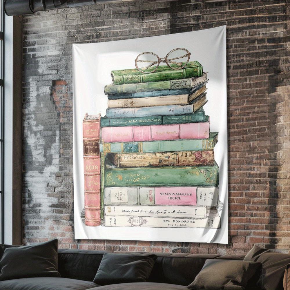 Stacked book pattern Digital printing polyester wall tapestry suitable for use in living rooms bedrooms offices bars and party