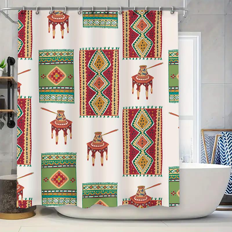 

Bohemian Boho Bath Mat Set Geometric Design Rug For Bathtub Floor Decor In Multicolored Moroccan Vintage Style Print Home Decor W60H190(CM)-1 Pcs